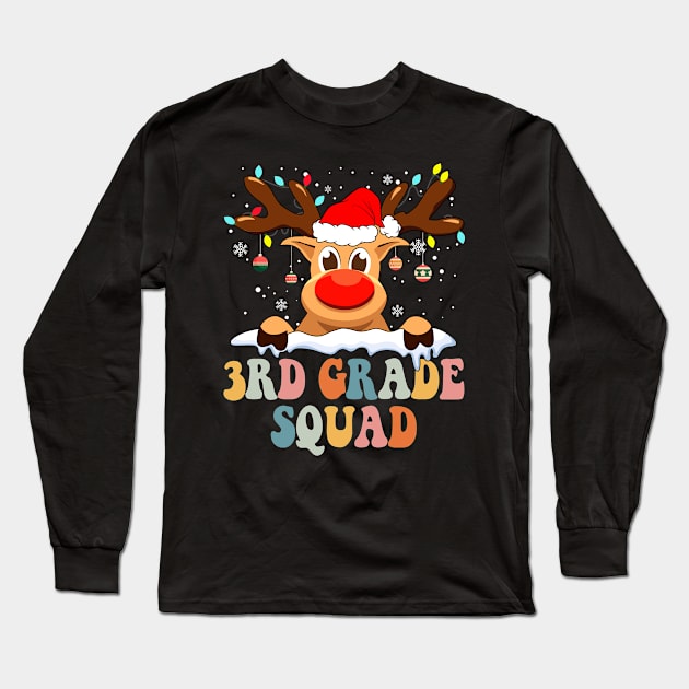 Reindeer 3rd Grade Teacher Squad Christmas Back To School Long Sleeve T-Shirt by luxembourgertreatable